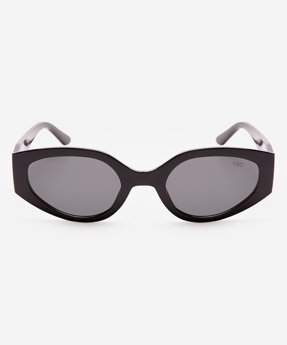 óculos de sol oval preto