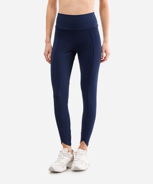 calça legging feminina esportiva ace com fenda azul