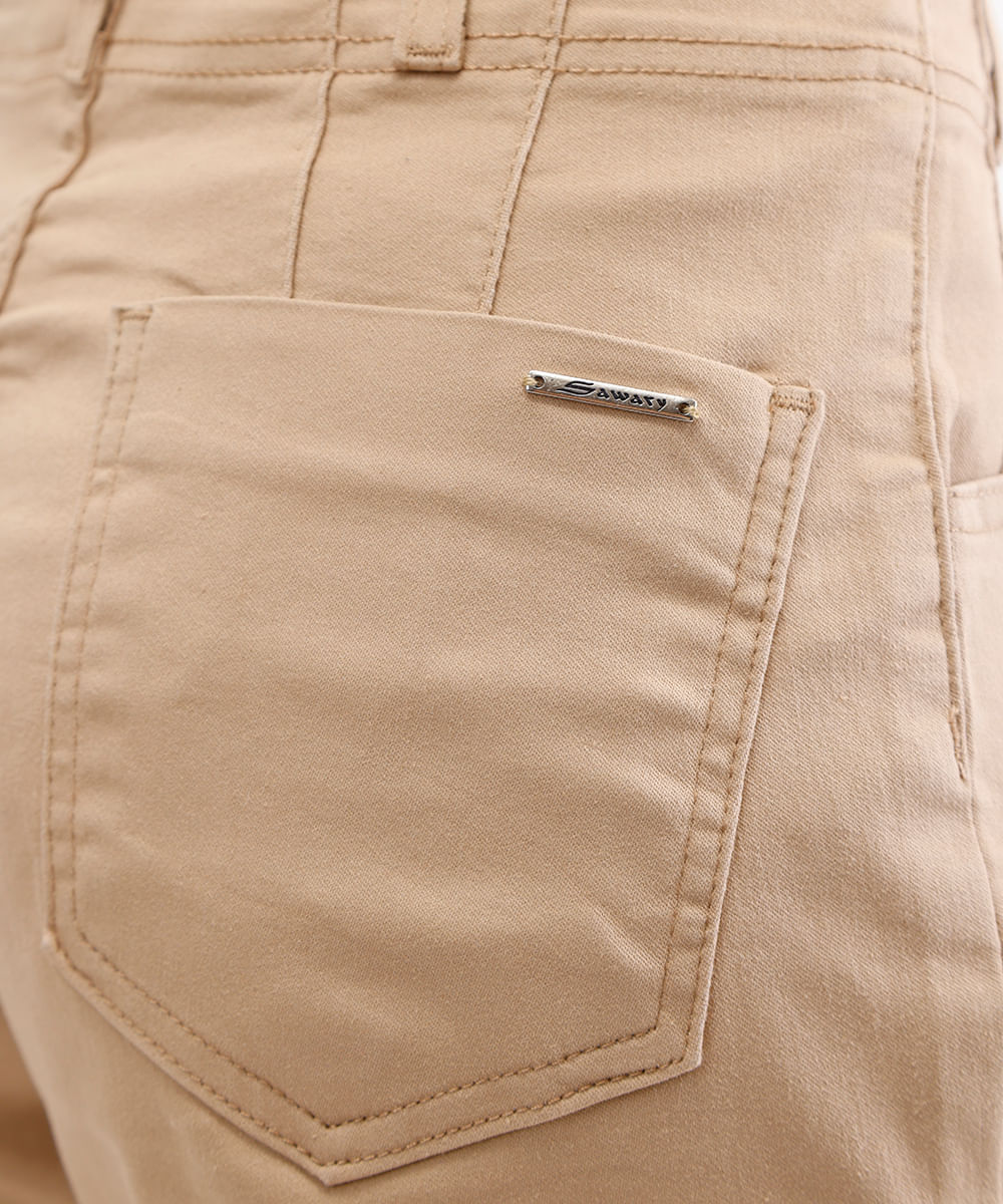 calça wide leg feminina sarja sawary bege