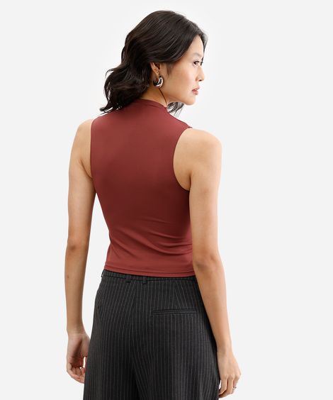 cropped long de poliamida cavado - vinho