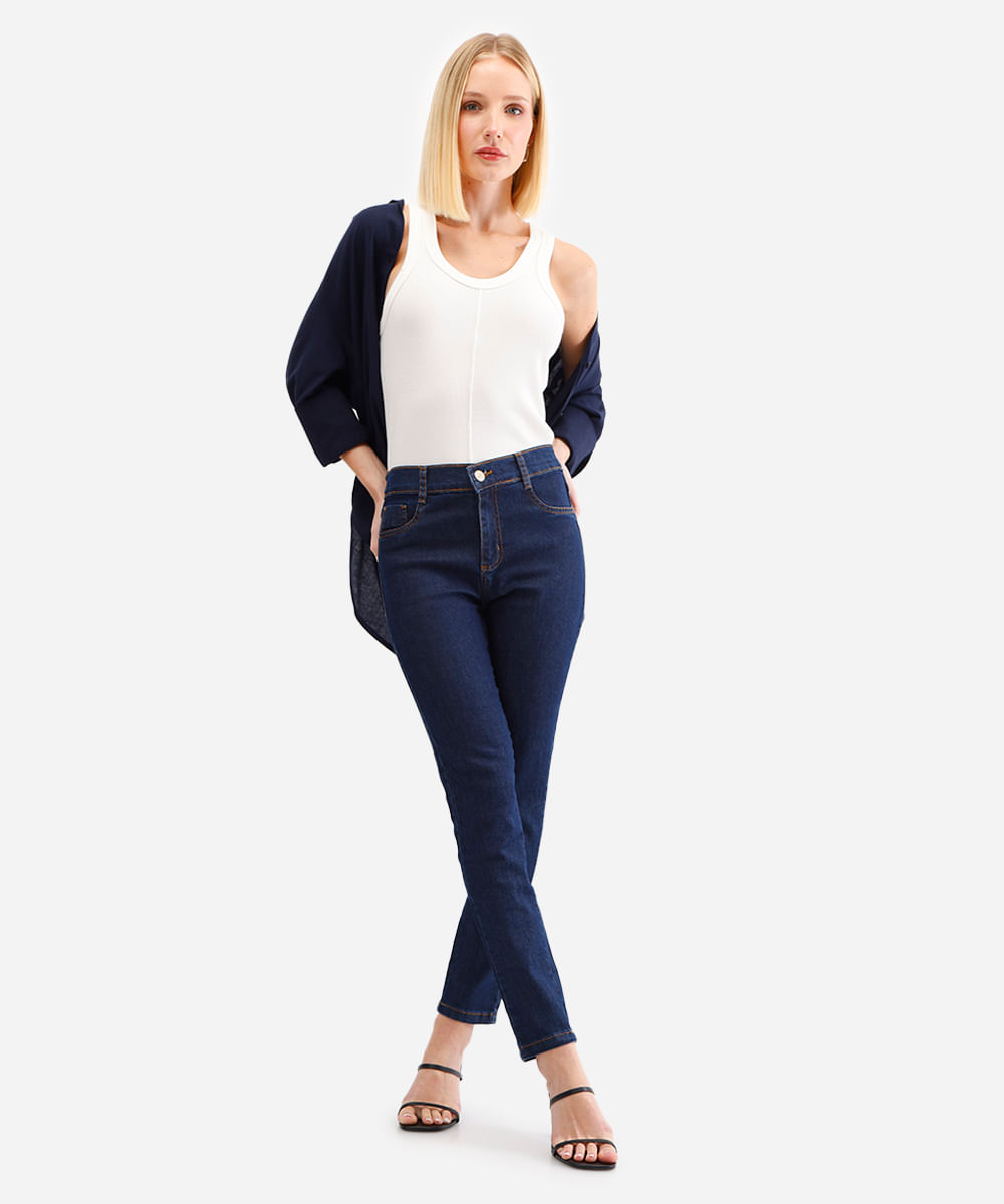 calça skinny feminina jeans sawary azul
