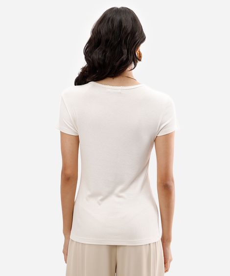 blusa feminina de viscose canelada off white
