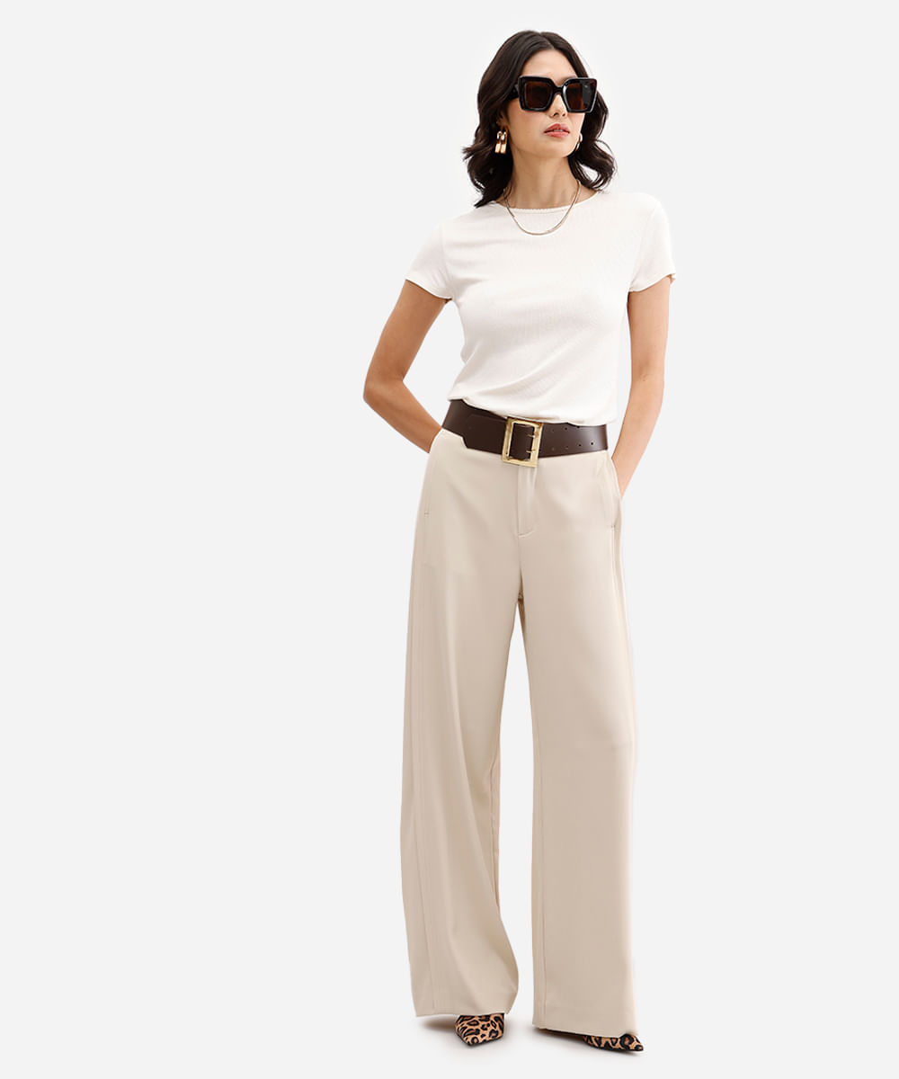 blusa feminina de viscose canelada off white