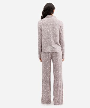 pijama americano feminino longo floral lilás