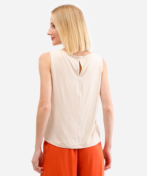 regata feminina de viscose floral bege