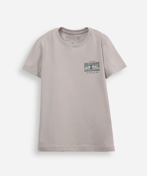 camiseta de algodão infantil snoopy cinza