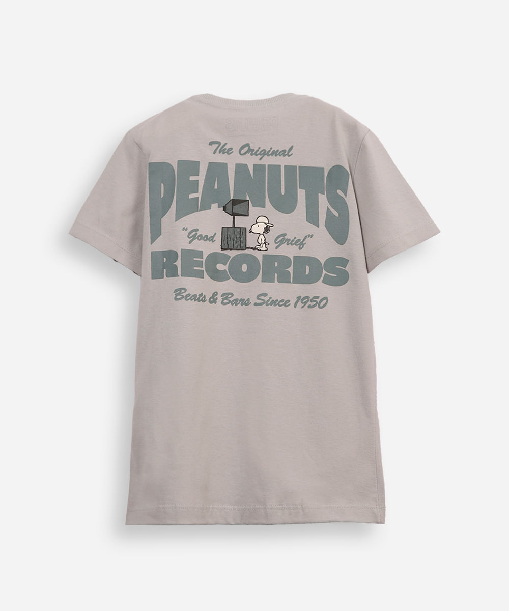 camiseta de algodão infantil snoopy cinza