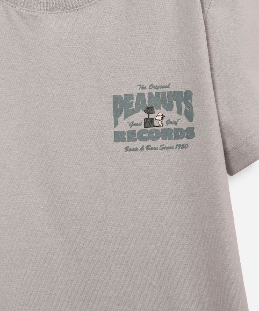 camiseta de algodão infantil snoopy cinza