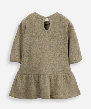 vestido infantil manga bufante com lurex verde