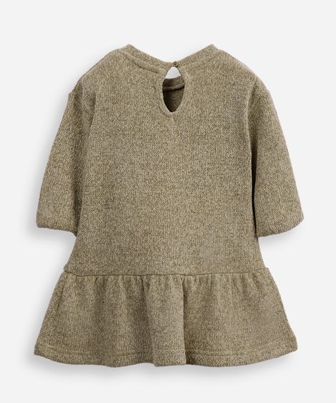 vestido infantil manga bufante com lurex verde