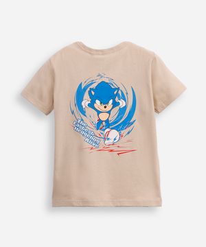 camiseta de algodão infantil sonic bege
