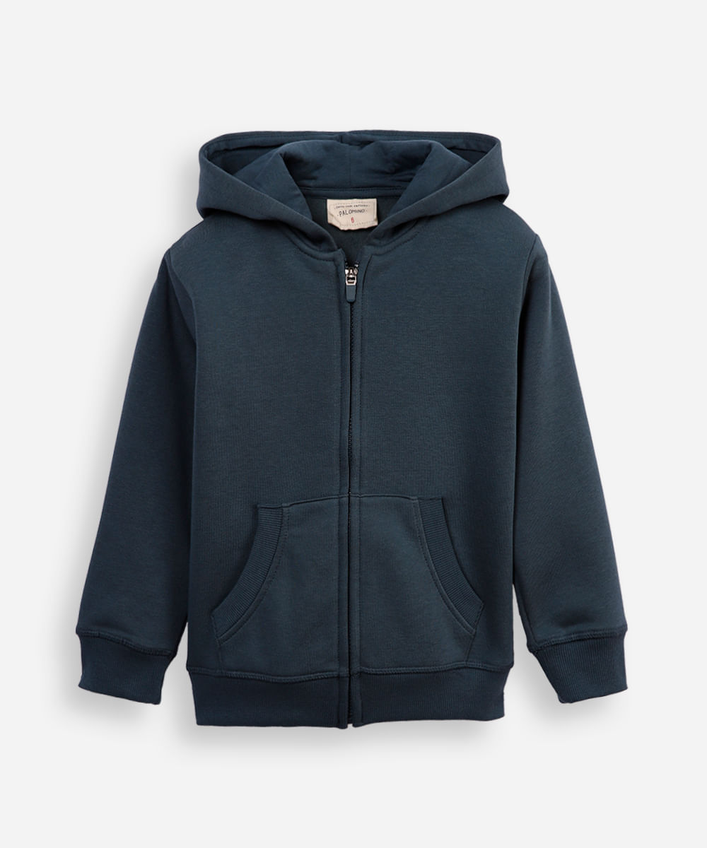blusão infantil de moletom com zíper azul