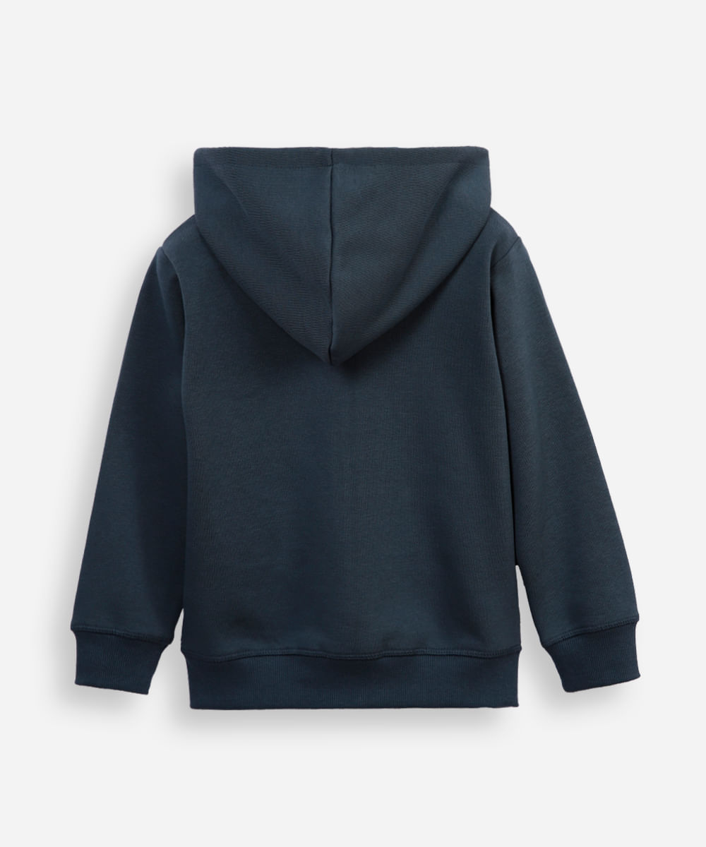 blusão infantil de moletom com zíper azul