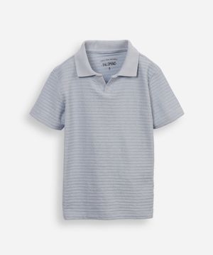 polo infantil de algodão texturizada azul