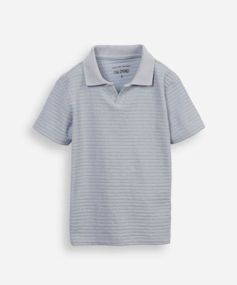 polo infantil de algodão texturizada azul