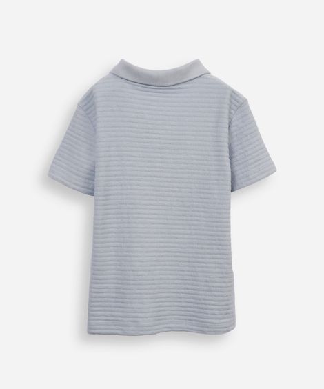 polo infantil de algodão texturizada azul