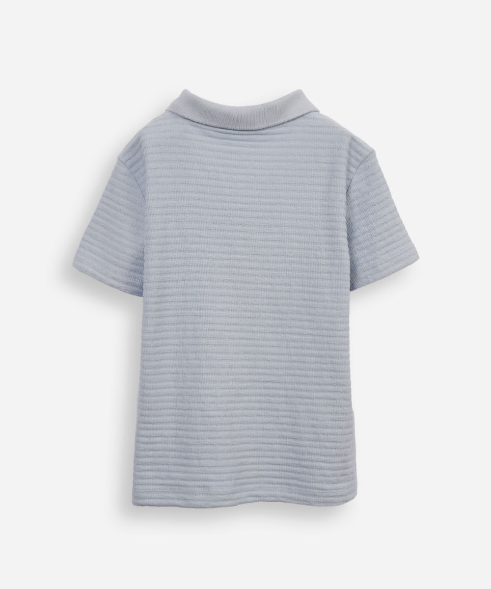 polo infantil de algodão texturizada azul