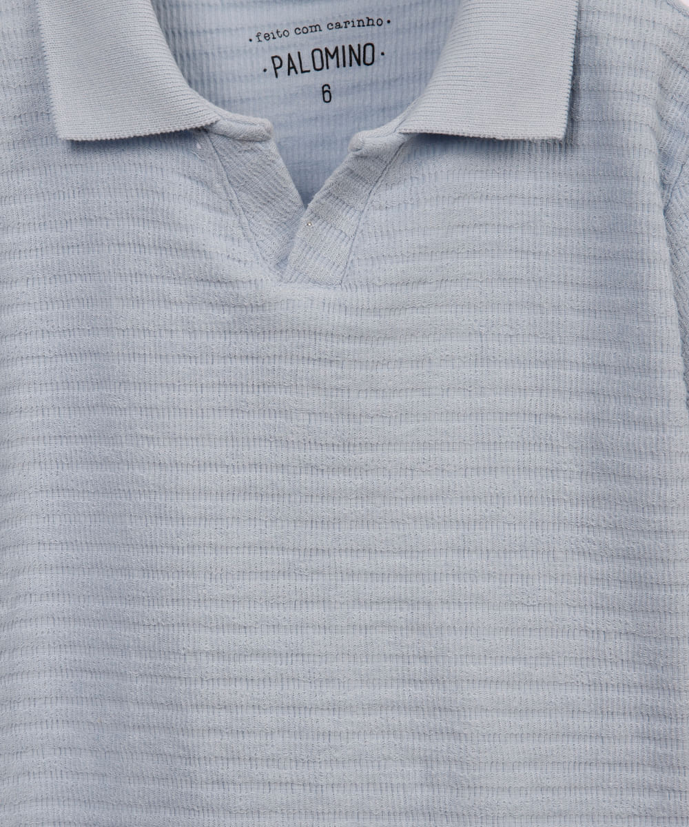 polo infantil de algodão texturizada azul