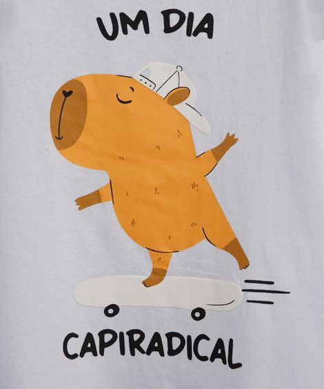 camiseta de algodão infantil capivara azul