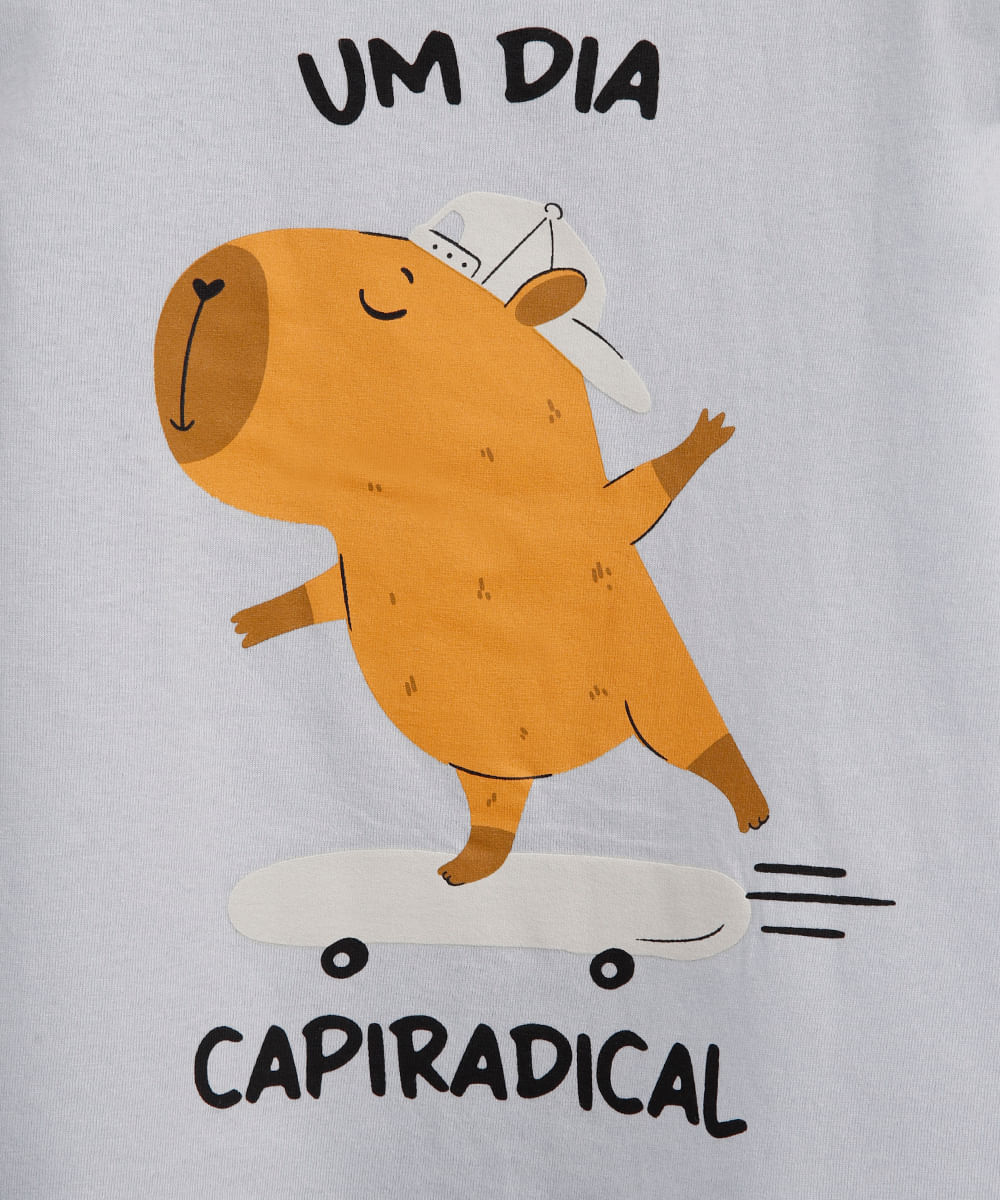 camiseta de algodão infantil capivara azul