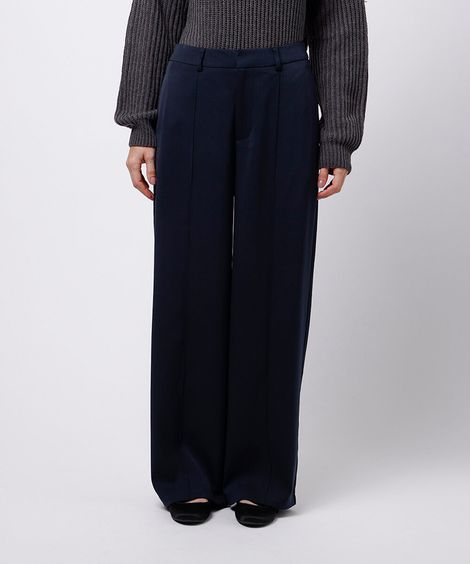 calça wide leg feminina de alfaiataria mindset azul