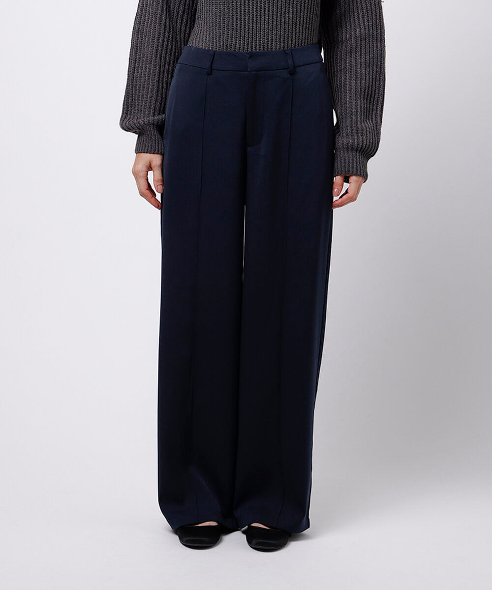 calça wide leg feminina de alfaiataria mindset azul