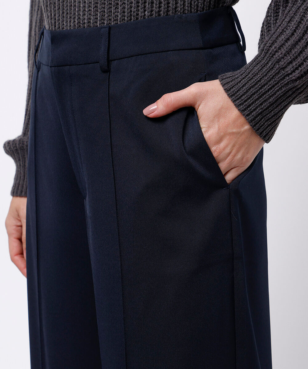 calça wide leg feminina de alfaiataria mindset azul
