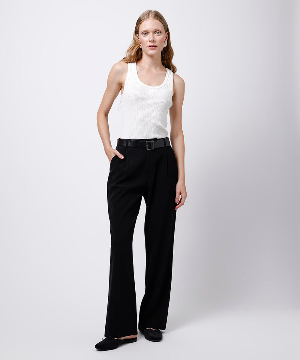 regata feminina de tricot canelada mindset off white