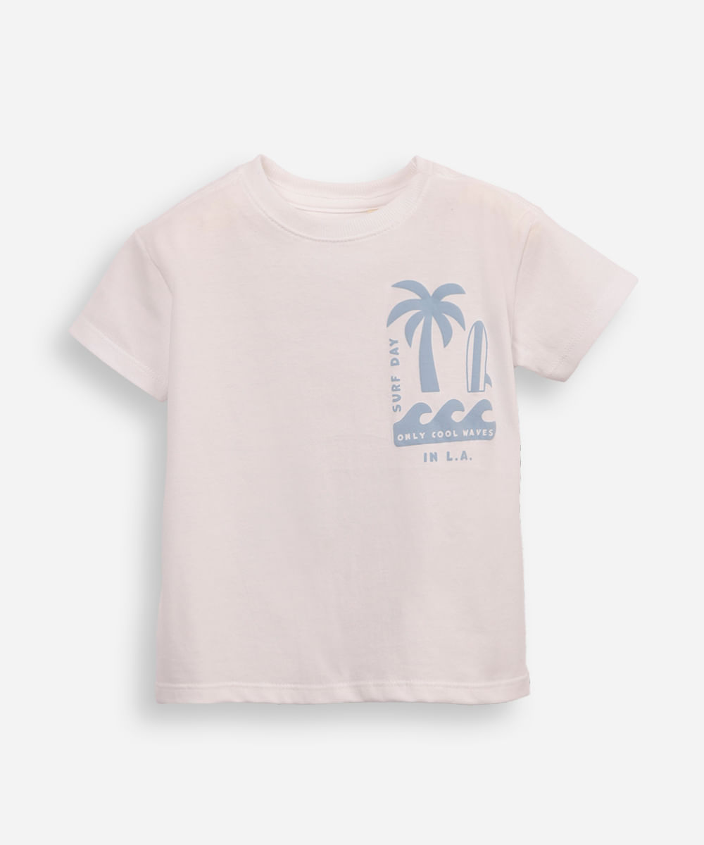 camiseta de algodão infantil praiana off white