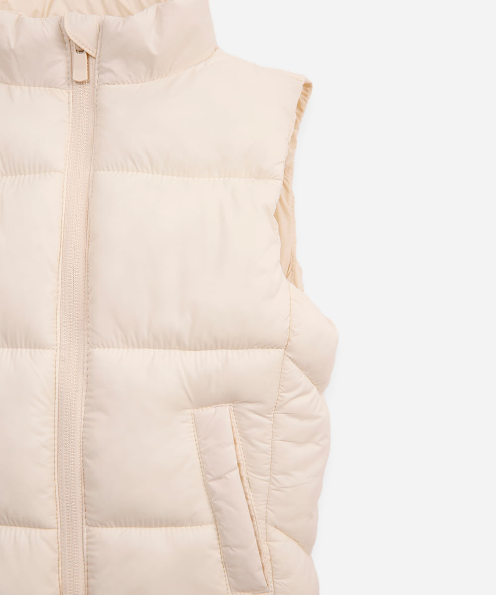 colete puffer infantil bege