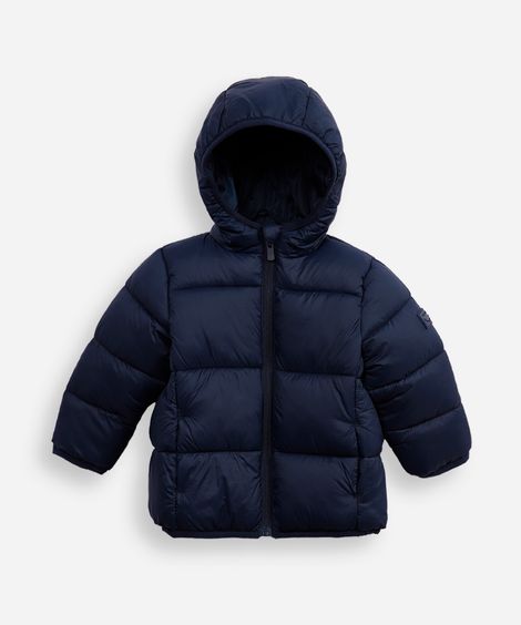 jaqueta puffer infantil com capuz - azul marinho