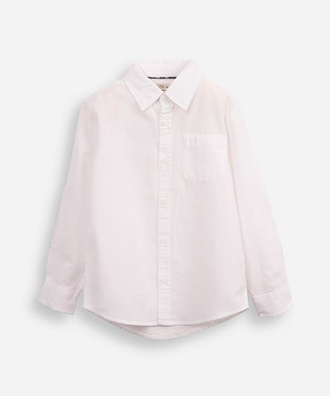 camisa de algodão infantil com martingale branca