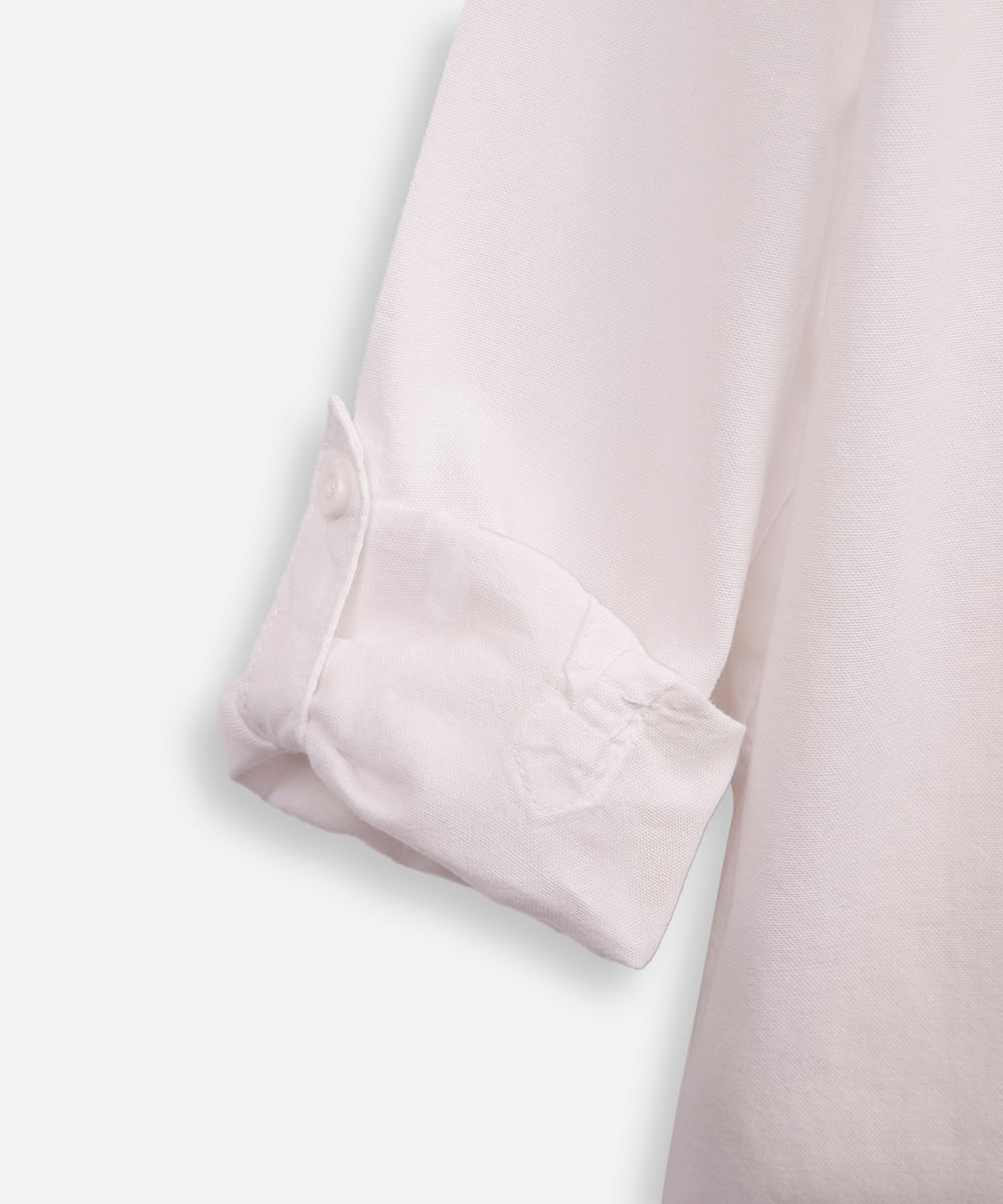 camisa de algodão infantil com martingale branca