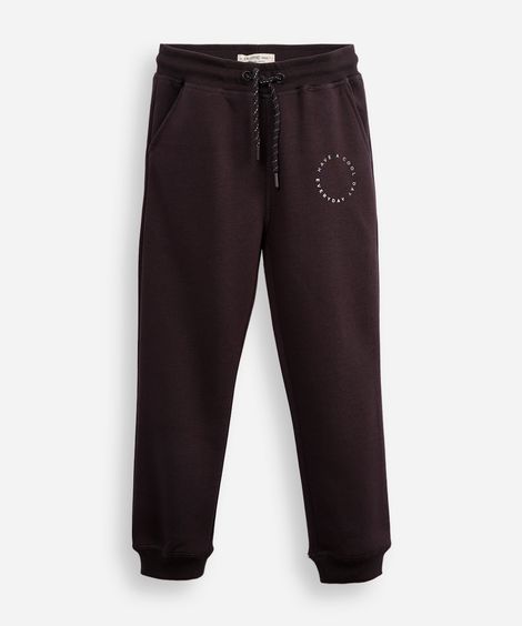 calça jogger infantil de moletom have a cool day everyday cinza