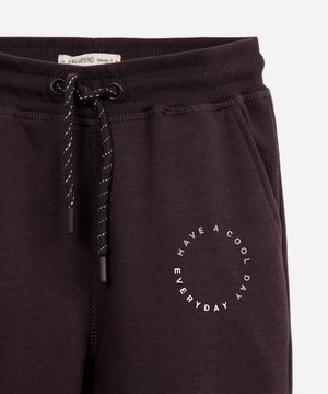 calça jogger infantil de moletom have a cool day everyday cinza