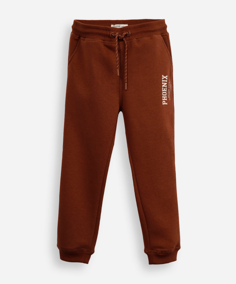 calça jogger infantil de moletom phoenix marrom