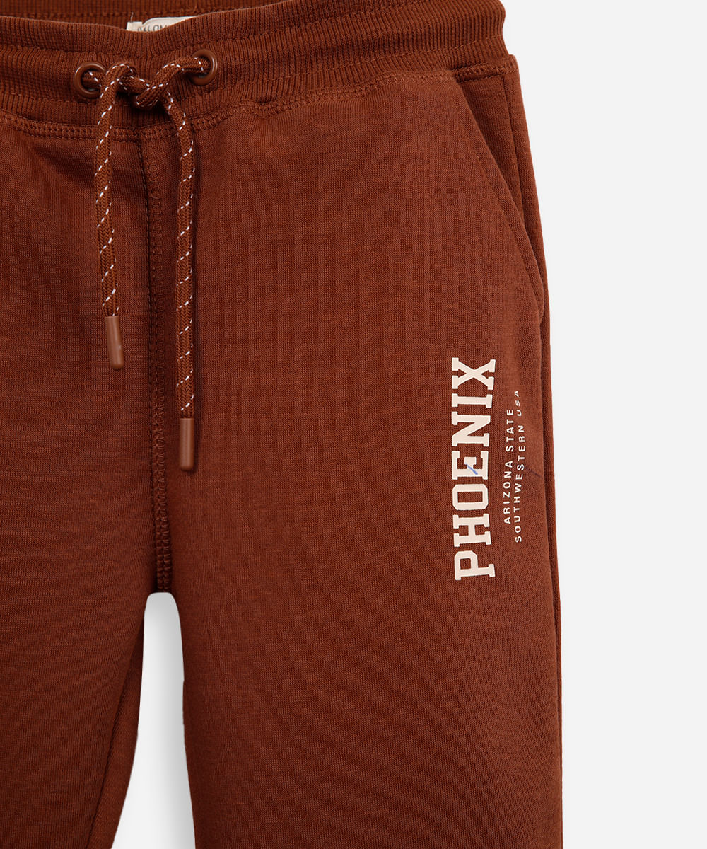calça jogger infantil de moletom phoenix marrom