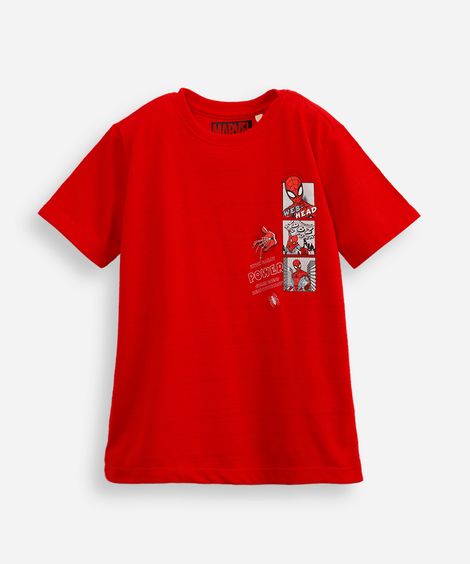 camiseta de algodão infantil homem aranha vermelha