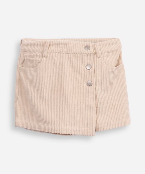 short saia infantil texturizada bege