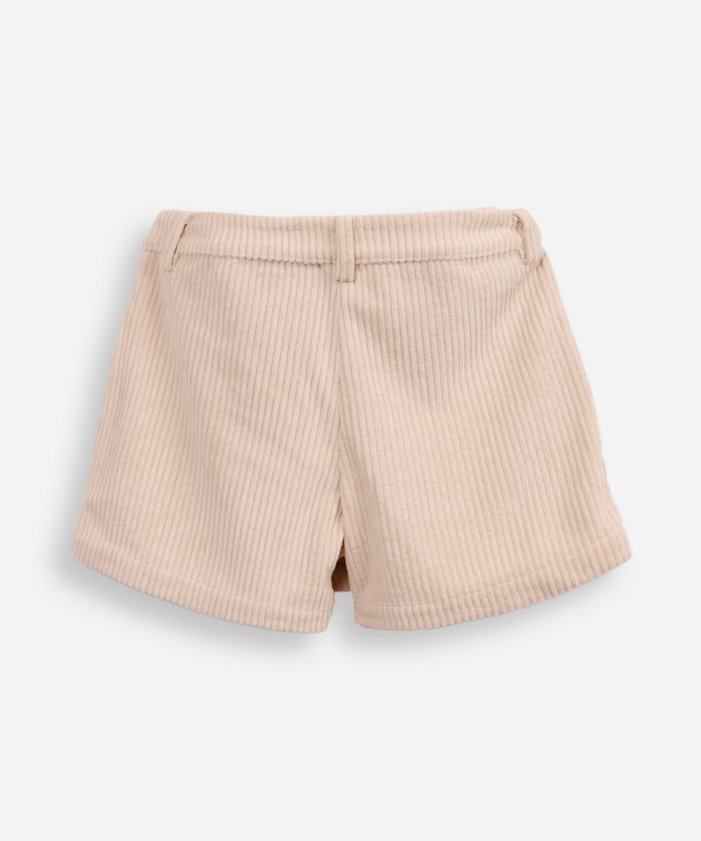 short saia infantil texturizada bege