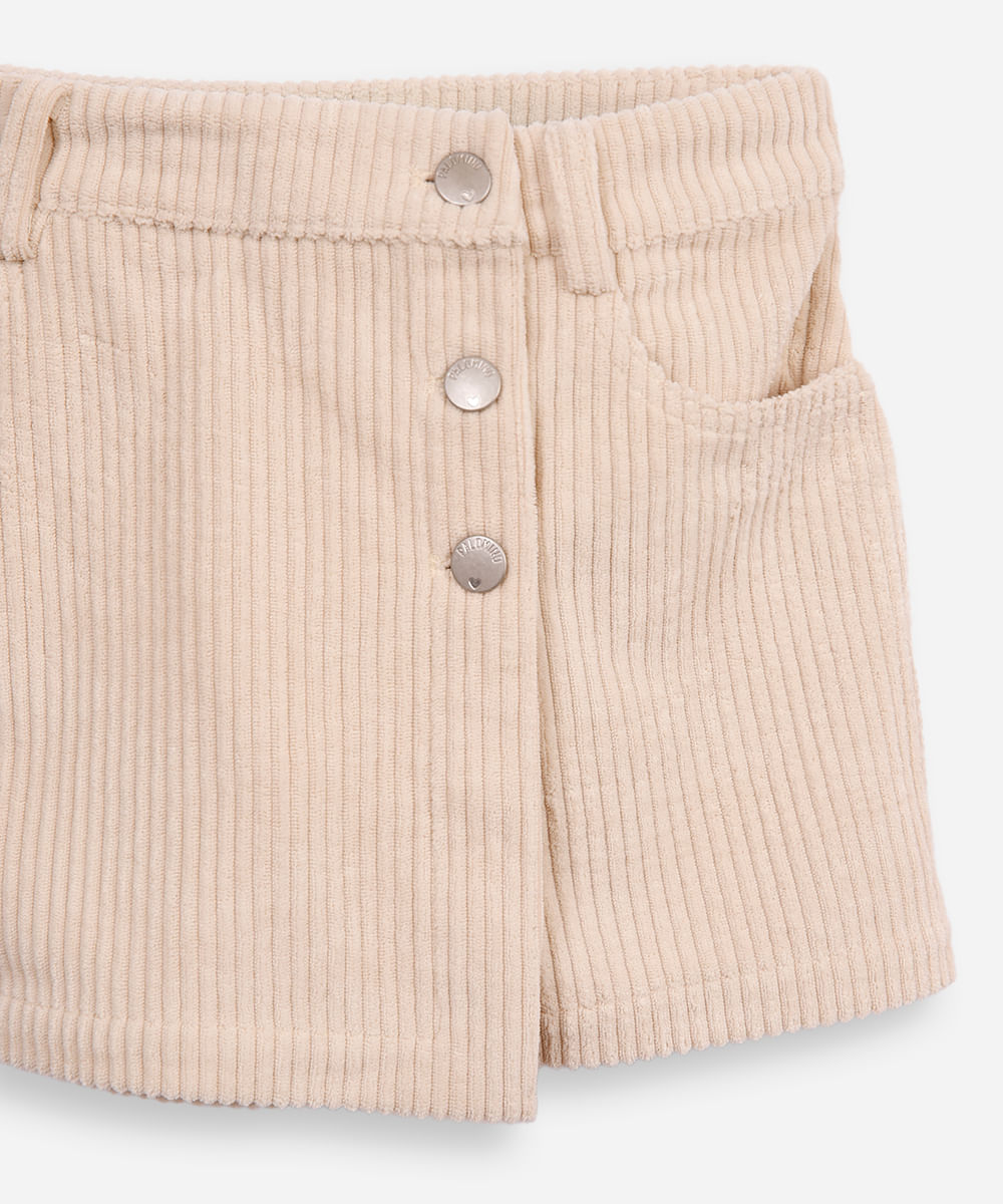 short saia infantil texturizada bege