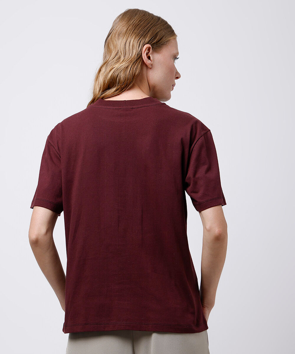 camiseta básica de algodão mindset vinho