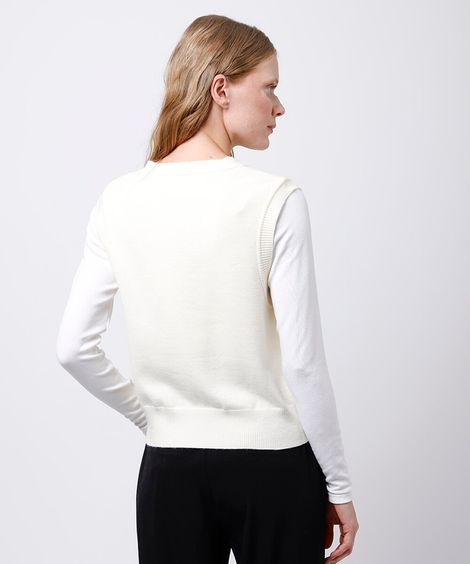 colete feminino de tricot mindset off white