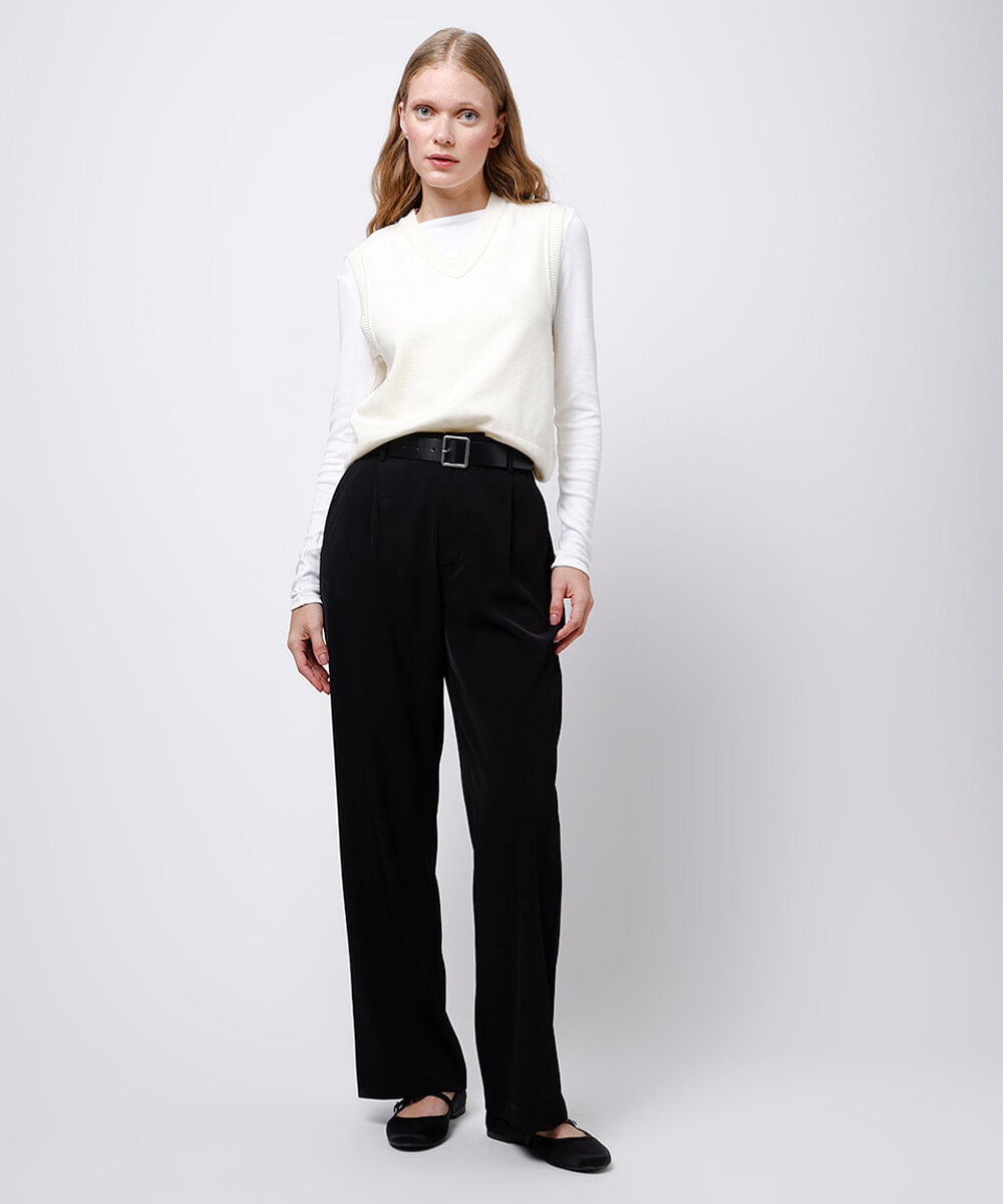 colete feminino de tricot mindset off white