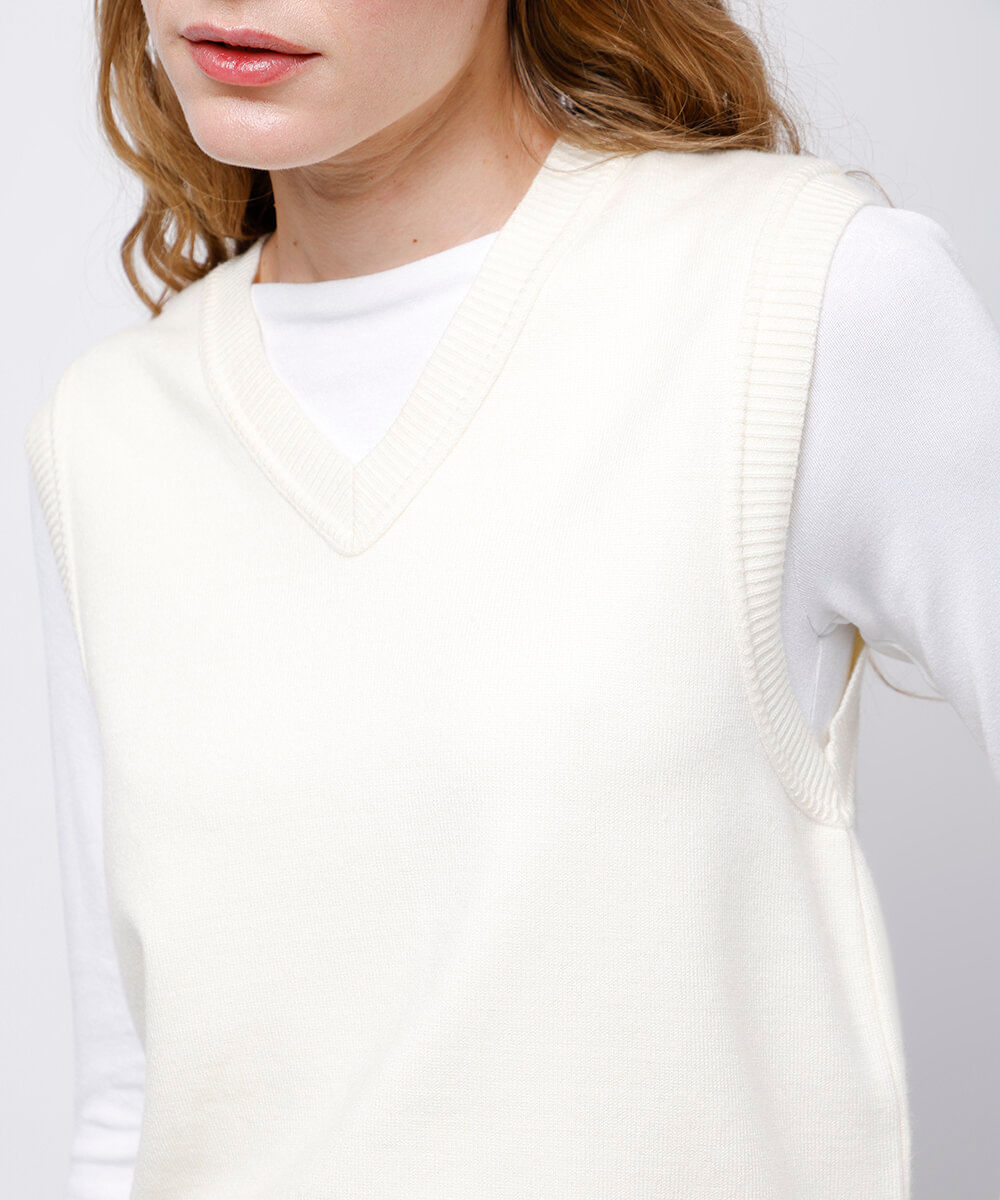 colete feminino de tricot mindset off white