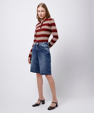 bermuda feminina jeans barra a fio mindset azul