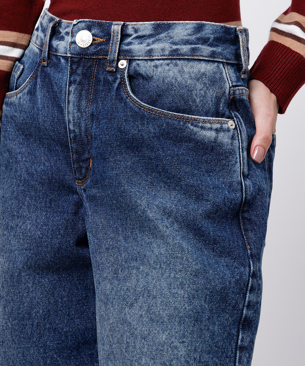bermuda feminina jeans barra a fio mindset azul