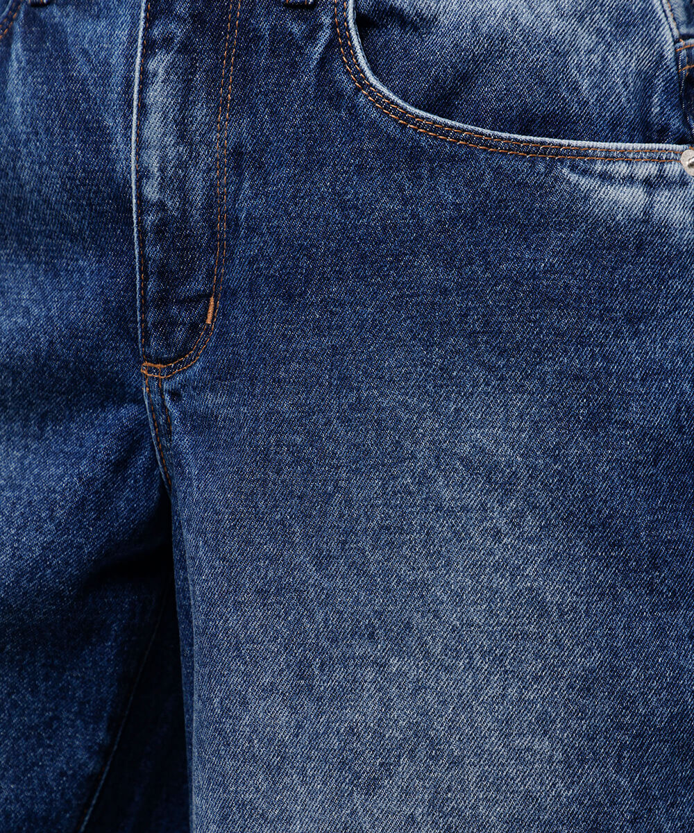 bermuda feminina jeans barra a fio mindset azul