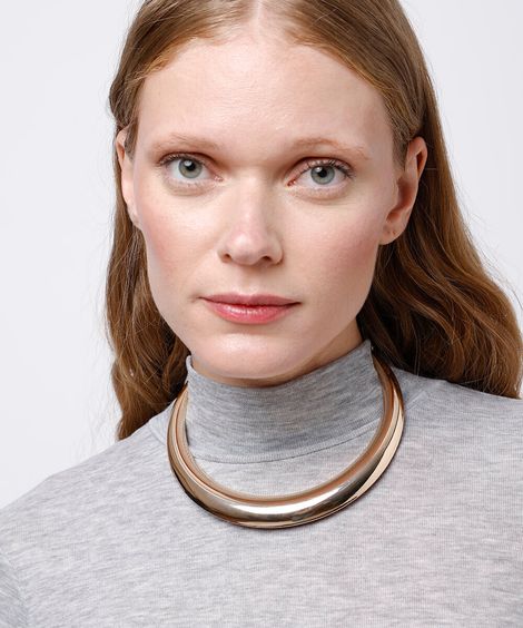 colar chocker lisa dourado