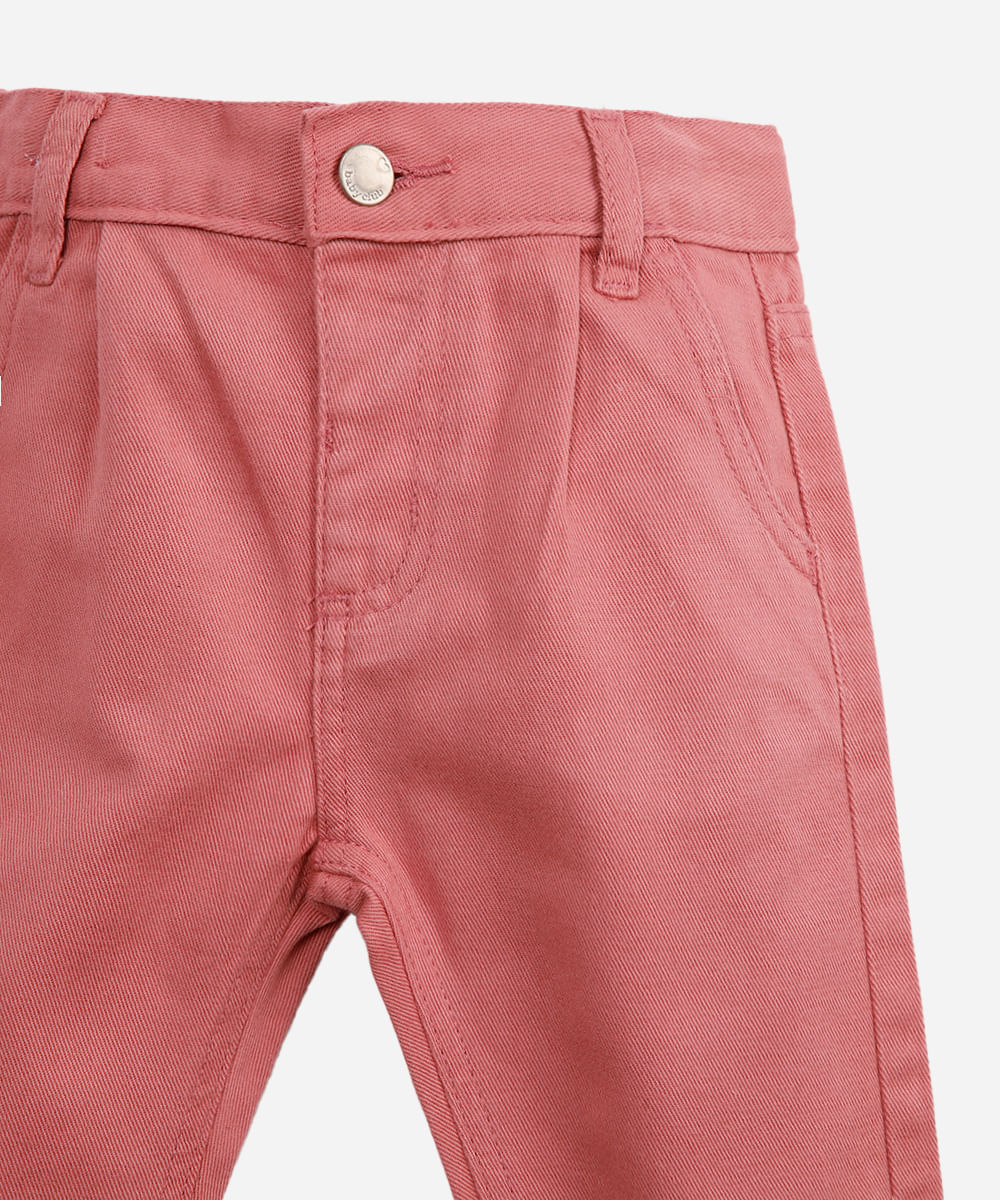 calça balloon infantil de sarja rosa